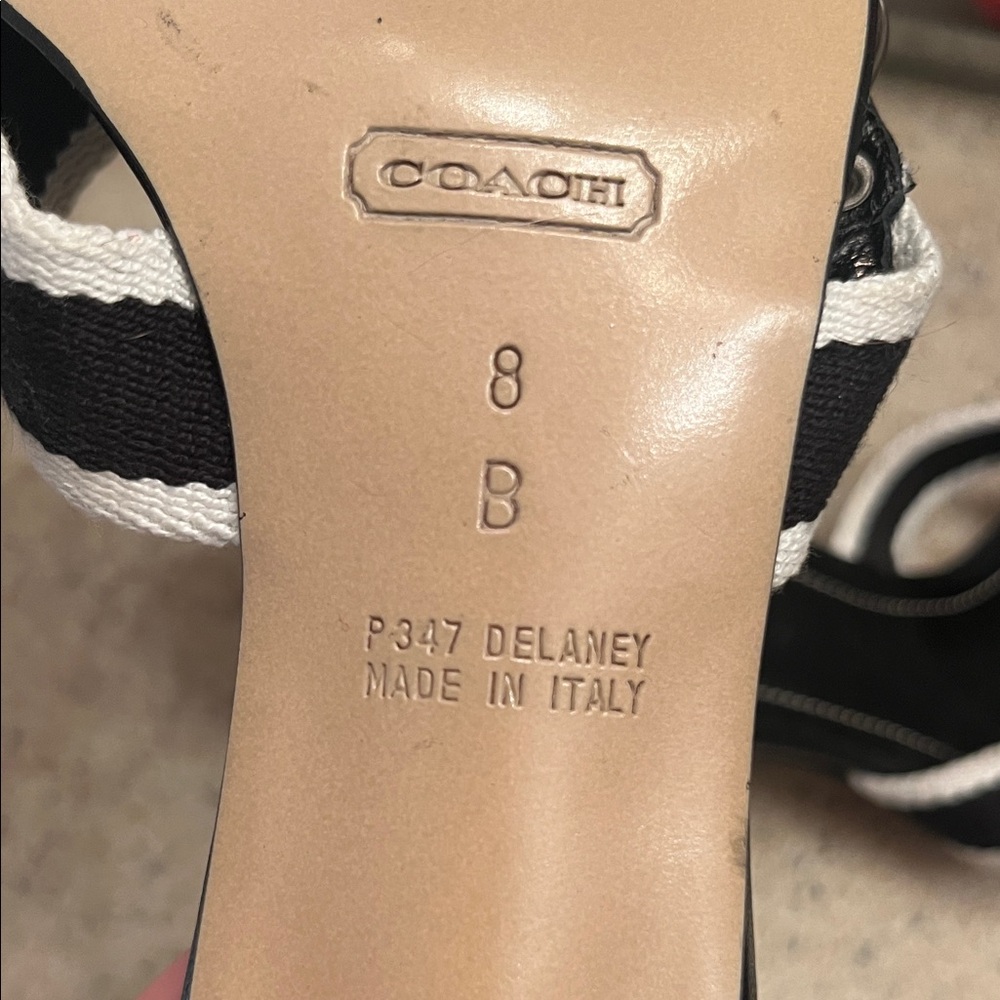 Coach Black and White Strappy Sandals - Picture 5 of 6